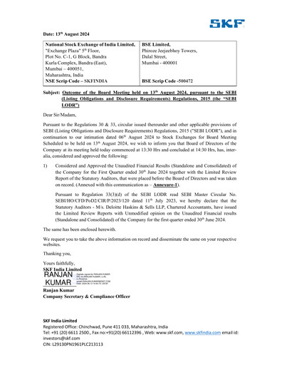 Thumbnail SKF India Quarterly Report 2024-q1