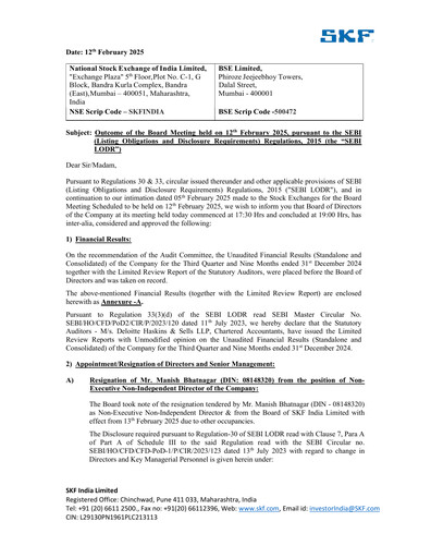 Thumbnail SKF India Quarterly Report 2024-q3