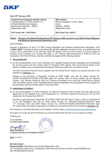 Thumbnail SKF India Quarterly Report 2025-q3