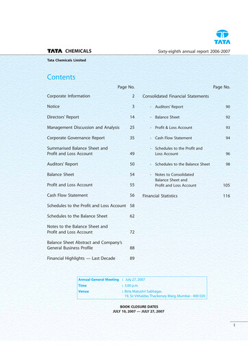 Thumbnail Tata Chemicals
 Annual Report 2006-2007
