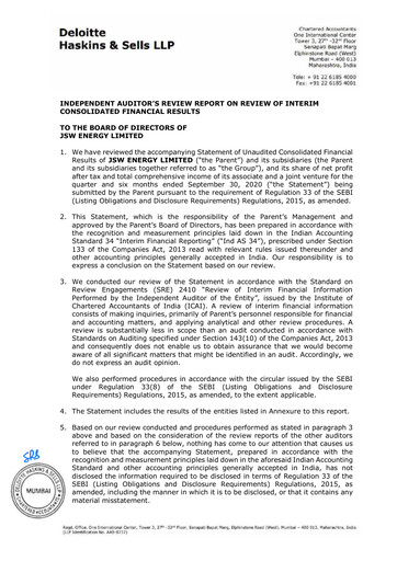 Thumbnail JSW Energy
 Quarterly Report 2020-q2