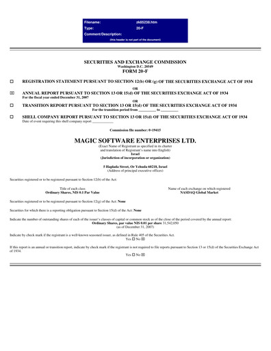 Thumbnail Magic Software Annual Report 2007