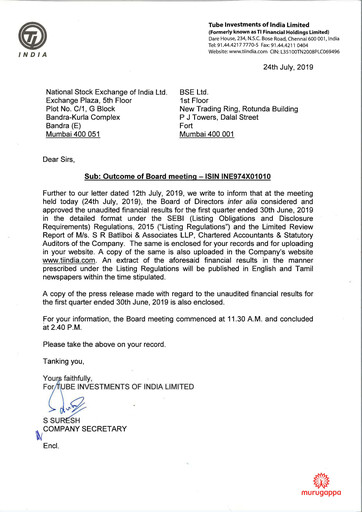 Thumbnail Tube Investments of India Quarterly Report 2019-q1