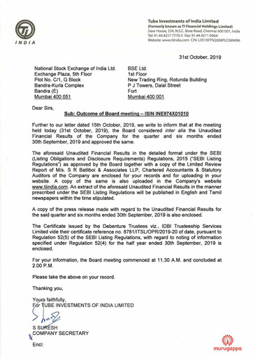 Vorschaubild Tube Investments of India Quartalsbericht 2019-q2