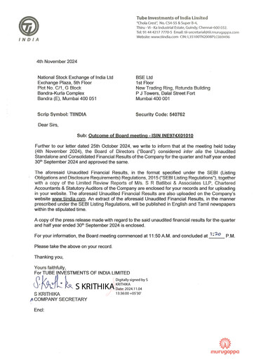 Thumbnail Tube Investments of India Quarterly Report 2024-q2