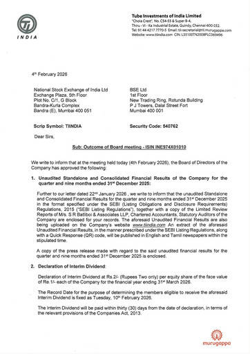 Thumbnail Tube Investments of India Quarterly Report 2025-q3