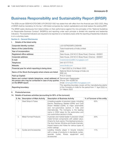 Thumbnail Tube Investments of India Sustainability Report 2022-2023
