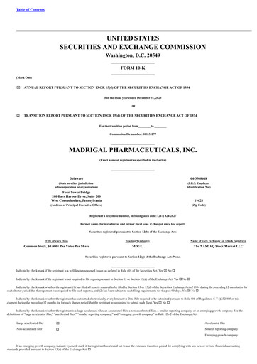 Thumbnail Madrigal Pharmaceuticals
 Annual Report 2023