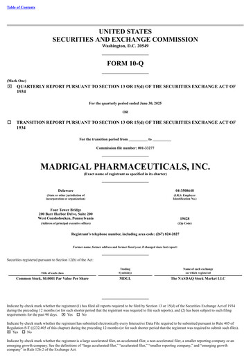 Thumbnail Madrigal Pharmaceuticals
 Quarterly Report 2025-q2