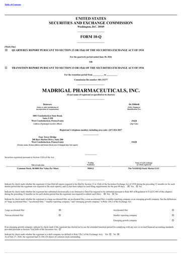 Thumbnail Madrigal Pharmaceuticals
 Quarterly Report 2026-q2