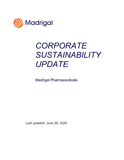 Thumbnail Madrigal Pharmaceuticals
 Sustainability Report 2026