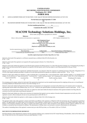 Thumbnail MACOM Technology Solutions Annual Report 2024