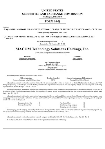 Thumbnail MACOM Technology Solutions Quarterly Report 2025-q2