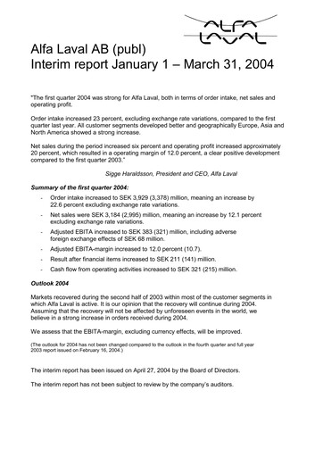 Thumbnail Alfa Laval
 Quarterly Report 2004-q1