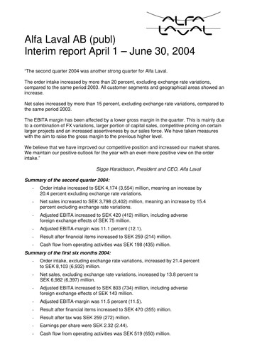 Thumbnail Alfa Laval
 Quarterly Report 2004-q2