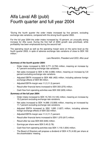 Thumbnail Alfa Laval
 Quarterly Report 2004-q4