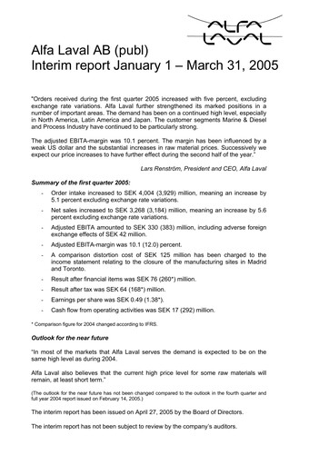 Thumbnail Alfa Laval
 Quarterly Report 2005-q1