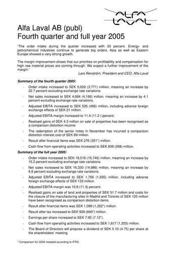 Thumbnail Alfa Laval
 Quarterly Report 2005-q4