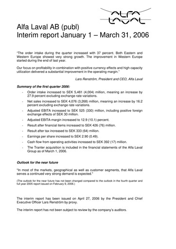 Thumbnail Alfa Laval
 Quarterly Report 2006-q1