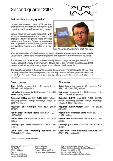 Thumbnail Alfa Laval
 Quarterly Report 2007-q2