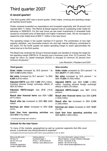 Thumbnail Alfa Laval
 Quarterly Report 2007-q3