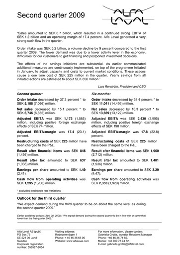 Thumbnail Alfa Laval
 Quarterly Report 2009-q2