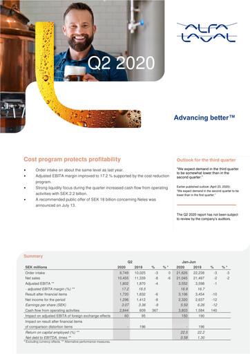 Thumbnail Alfa Laval
 Quarterly Report 2020-q2