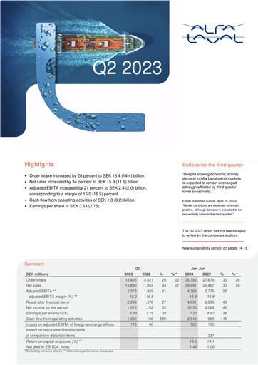 Thumbnail Alfa Laval
 Quarterly Report 2023-q2