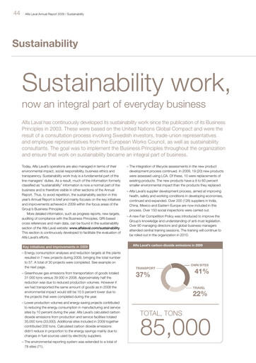 Thumbnail Alfa Laval
 Sustainability Report 2009
