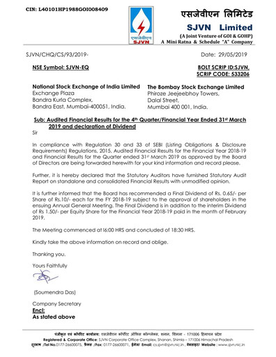 Thumbnail SJVN
 Financial Statement 2018-2019