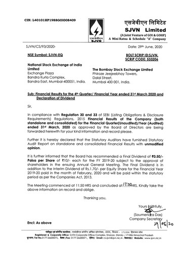 Thumbnail SJVN
 Financial Statement 2019-2020