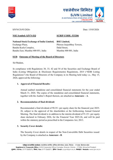 Thumbnail SJVN
 Financial Statement 2025-2026