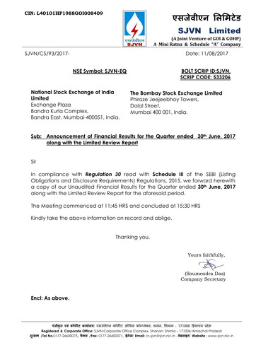 Thumbnail SJVN
 Quarterly Report 2017-q1
