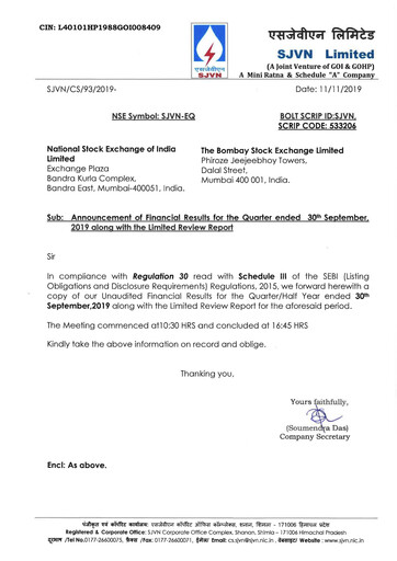 Thumbnail SJVN
 Quarterly Report 2019-q2