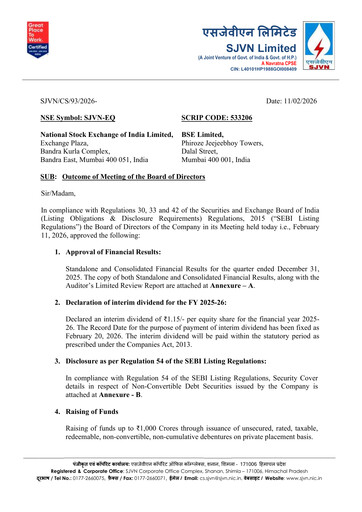 Thumbnail SJVN
 Quarterly Report 2025-q3