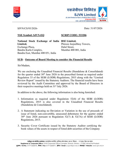 Thumbnail SJVN
 Quarterly Report 2026-q1