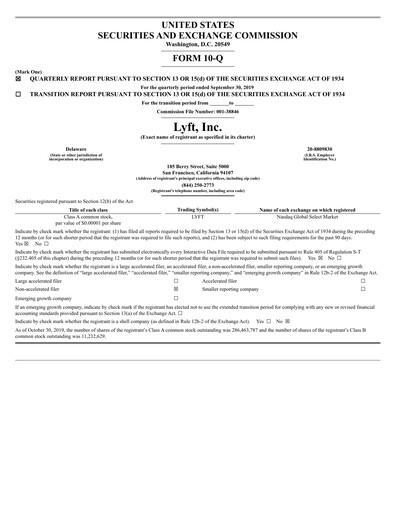 Thumbnail Lyft Quarterly Report 2019-q3