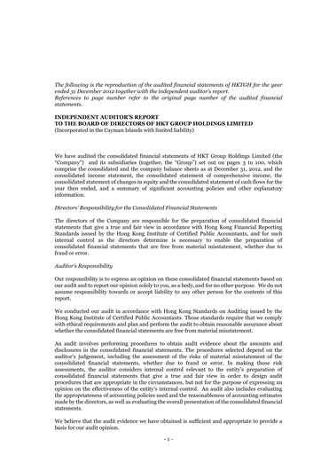 Thumbnail Hong Kong Telecom
 Financial Statement 2012