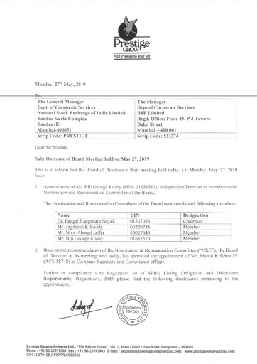 Thumbnail Prestige Group
 Financial Statement 2018-2019
