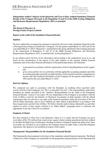 Thumbnail Prestige Group
 Financial Statement 2022-2023