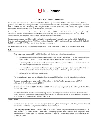 Thumbnail lululemon athletica Quarterly Report 2019-q3