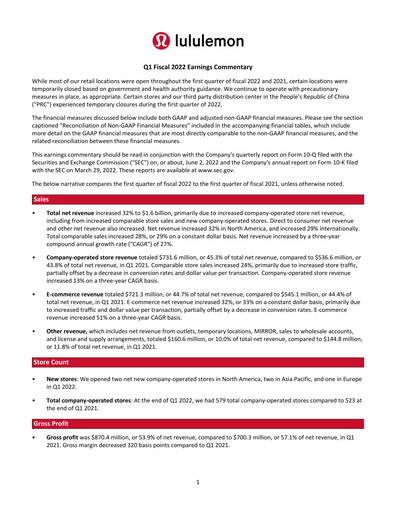 Thumbnail lululemon athletica Quarterly Report 2022-q1