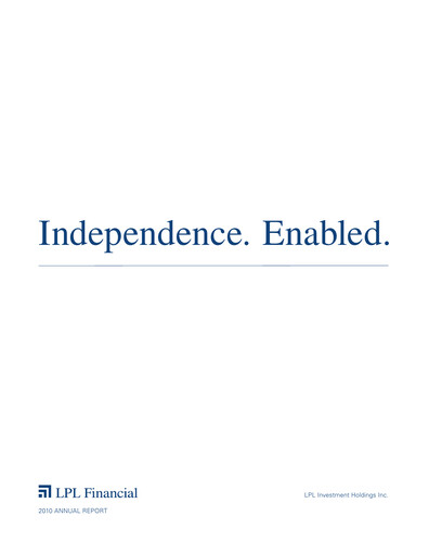 Thumbnail LPL Financial
 Annual Report 2010