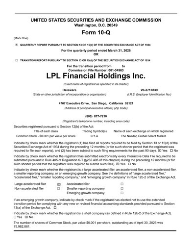 Thumbnail LPL Financial
 Quarterly Report 2026-q1
