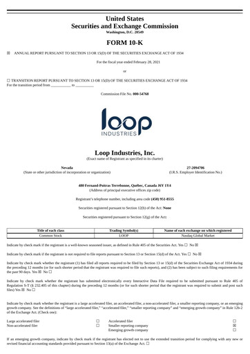 Vorschaubild Loop Industries
 Jahresbericht 2021