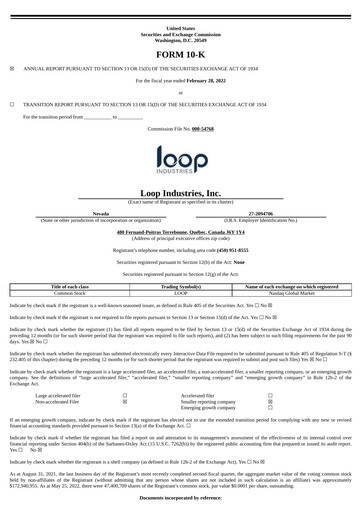 Vorschaubild Loop Industries
 Jahresbericht 2022