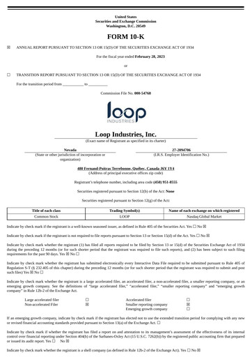 Vorschaubild Loop Industries
 Jahresbericht 2023