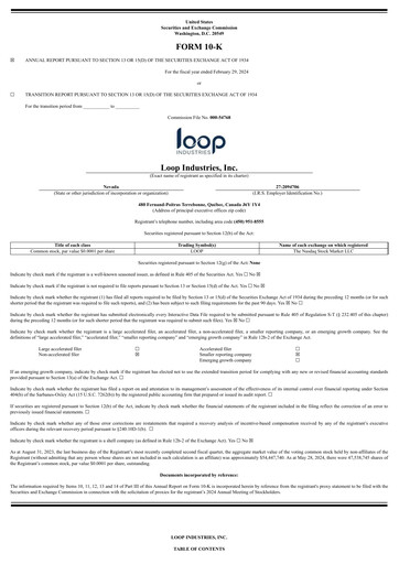 Vorschaubild Loop Industries
 Jahresbericht 2024