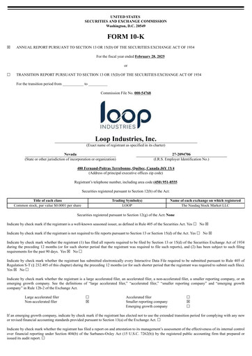 Vorschaubild Loop Industries
 Jahresbericht 2025