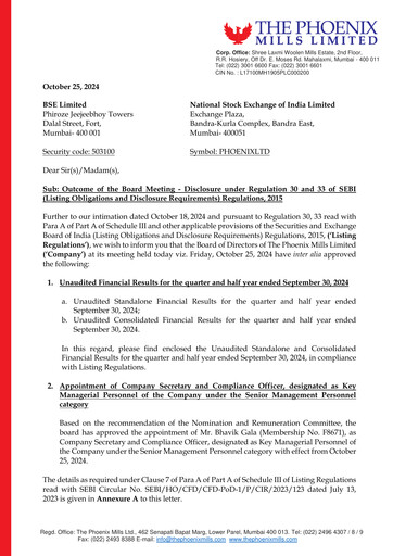 Thumbnail Phoenix Mills
 Quarterly Report 2024-q2